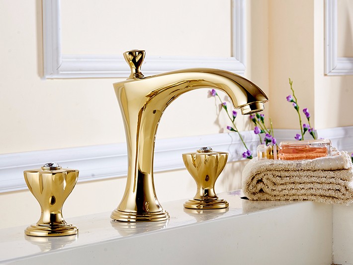 Toulon Dual Handle Gold Finish Bathroom Sink Faucet